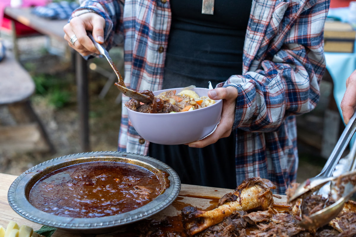 Beautiful buffet line with delicious food